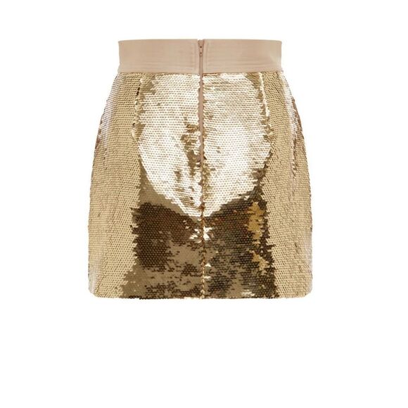 Alex Perry Delon Sequined Mini Skirt Gold - Picture 3 of 9